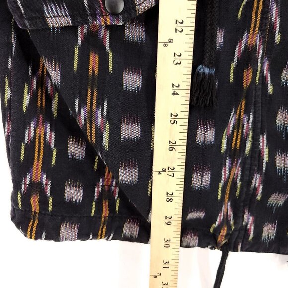 Free People Hooded Jacket The Ikat Parka Black Unlined Size Small Oversized - Picture 13 of 15